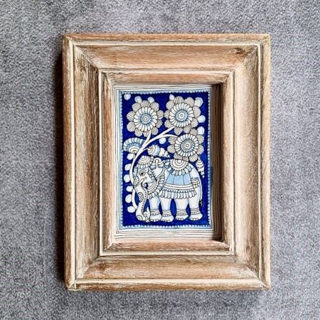Vintage Finish Hand Painted Kalamkari Elephant Frame
